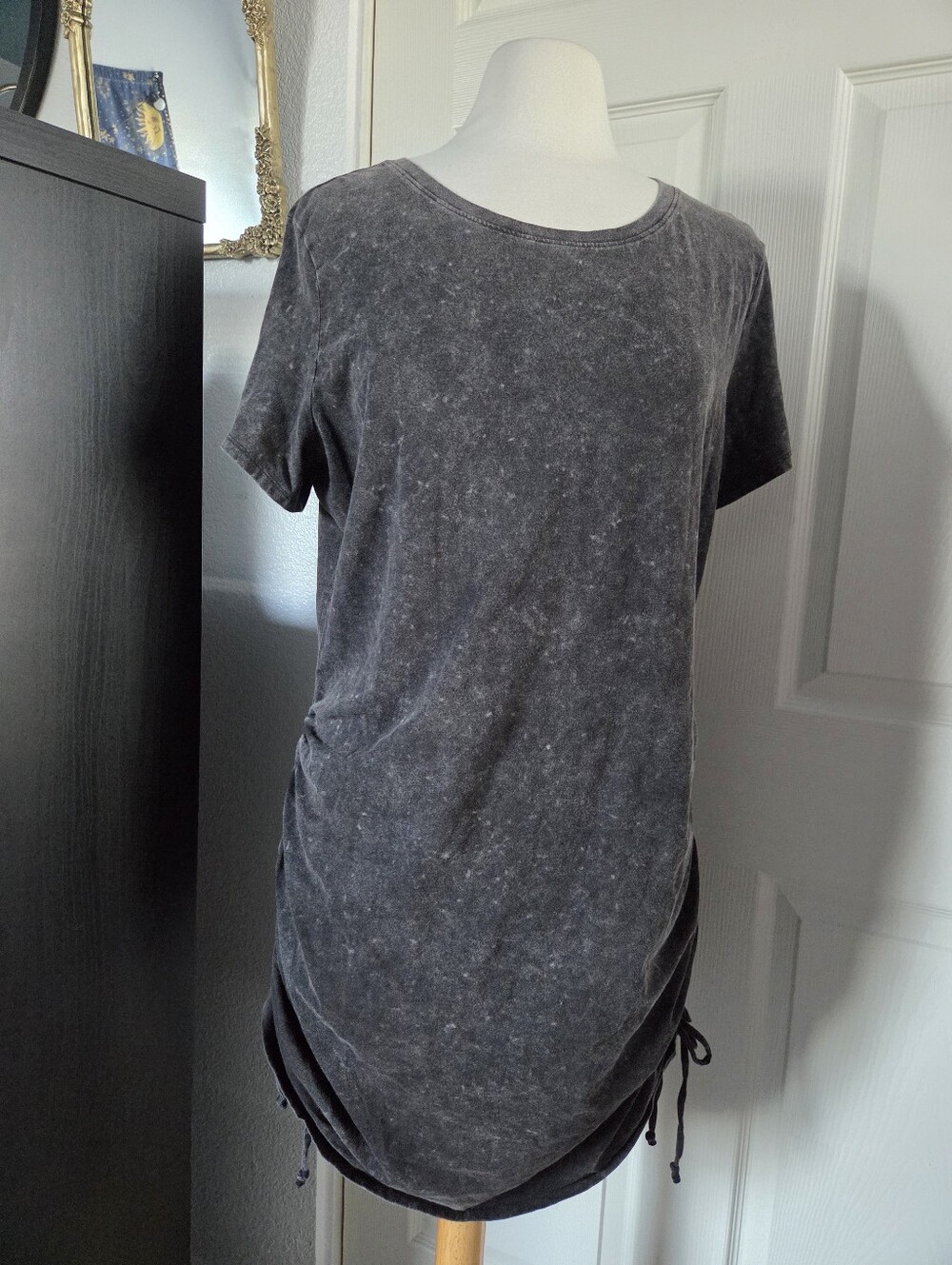 Victoria's Secret PINK Dark Gray Ruched Side Long T Shirt Mini Dress